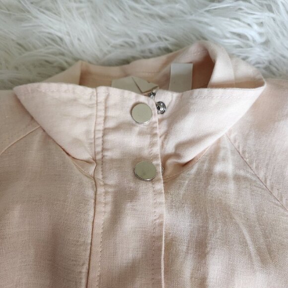 Chico’s 100% Linen Jacket Women’s  Zip Long Size 2 M 12  Eyelet Cutouts Pink‎ - Picture 7 of 16